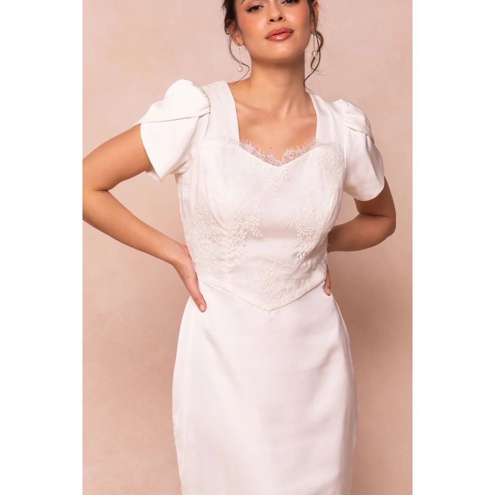 NWT Ivy City Lacie Dress White Lace Bodice Puff Sleeve Maxi 18W Cottagecore